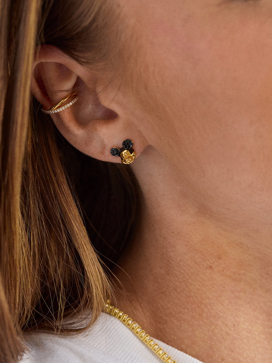 Disney Mickey Mouse 18K Gold Plated Sterling Silver Crystal Studs - Mickey Mouse