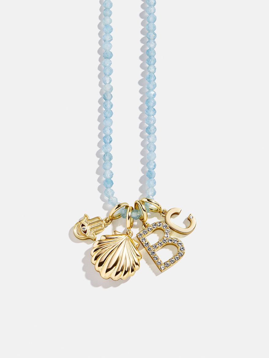 Semi-Precious Cluster Charm Necklace Base - Aquamarine Chain