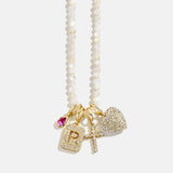 Semi-Precious Cluster Charm Necklace - Mother of Pearl Chain