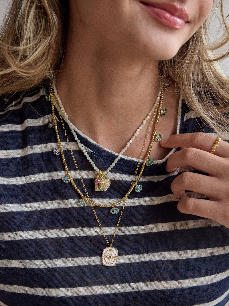 BaubleBar Semi-Precious Cluster Charm Necklace  Chain - Mother of Pearl - 
    Customizable charm necklace
  
