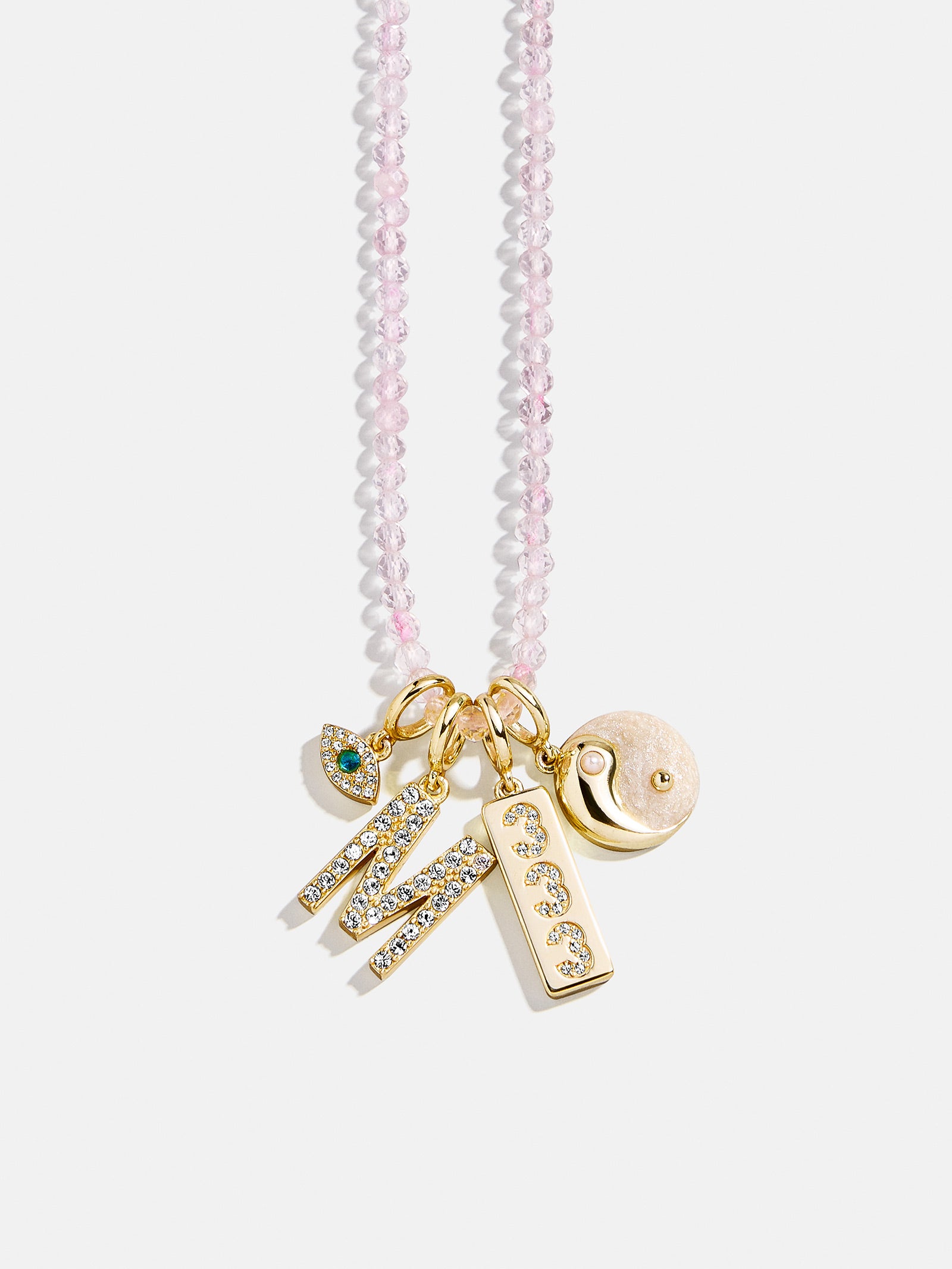 Semi-Precious Cluster Charm Necklace Base - Rose Quartz Chain