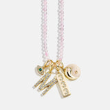 Semi-Precious Cluster Charm Necklace - Rose Quartz Chain