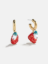 BaubleBar Peanuts Snoopy Puffer Jacket Earrings - Red - 
    Gold hoop earrings 
  

