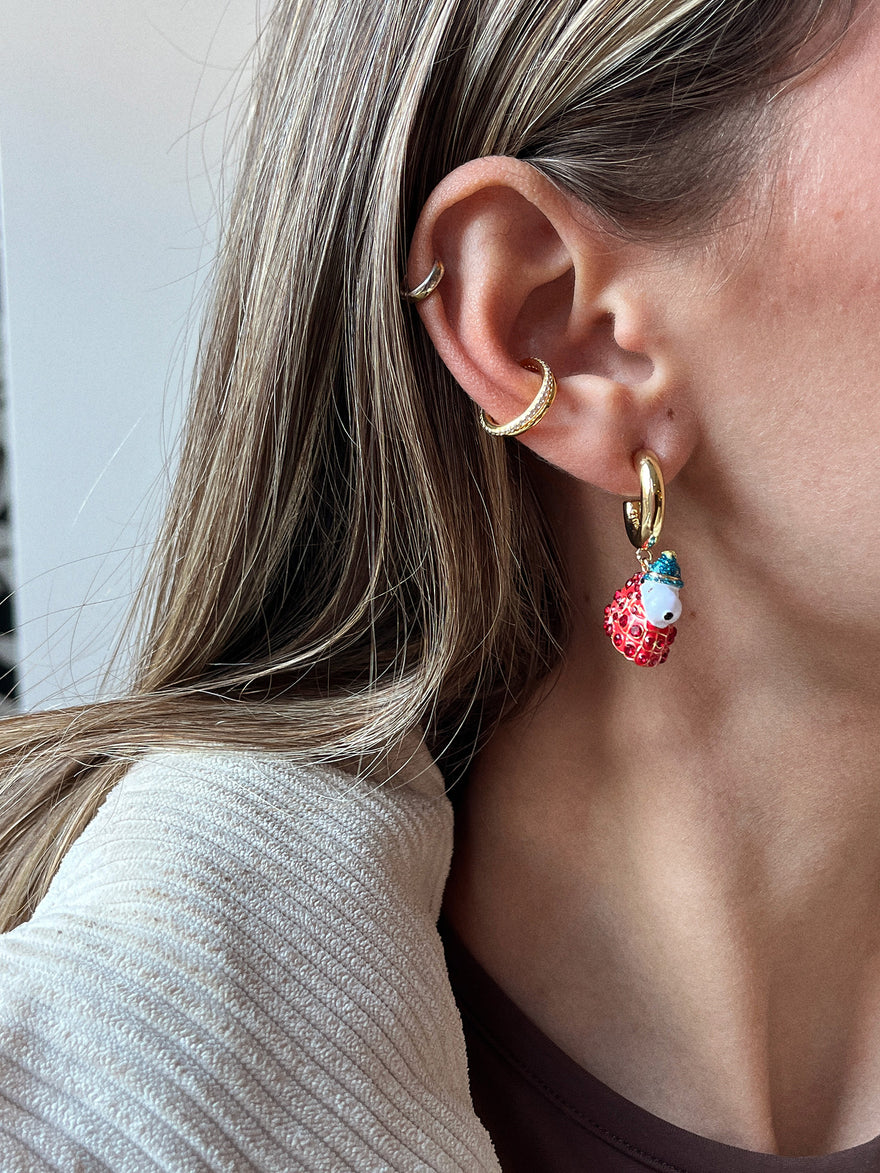 Peanuts Snoopy Puffer Jacket Earrings - Red