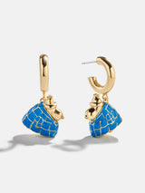 BaubleBar Peanuts Snoopy Puffer Jacket Earrings - Blue - 
    Gold hoop earrings 
  
