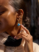 BaubleBar Peanuts Snoopy Puffer Jacket Earrings - Blue - 
    Gold hoop earrings 
  
