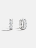 Maria Sterling Silver Hoop Earrings - Silver/Pavé