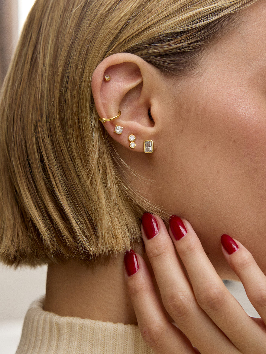 Bianca 18K Gold Earrings - Gold/Pavé