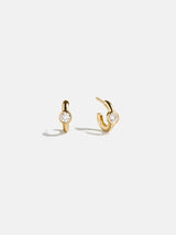 BaubleBar Dawn 18K Gold Earrings - Gold/Pavé - 
    Crystal huggie earrings
  
