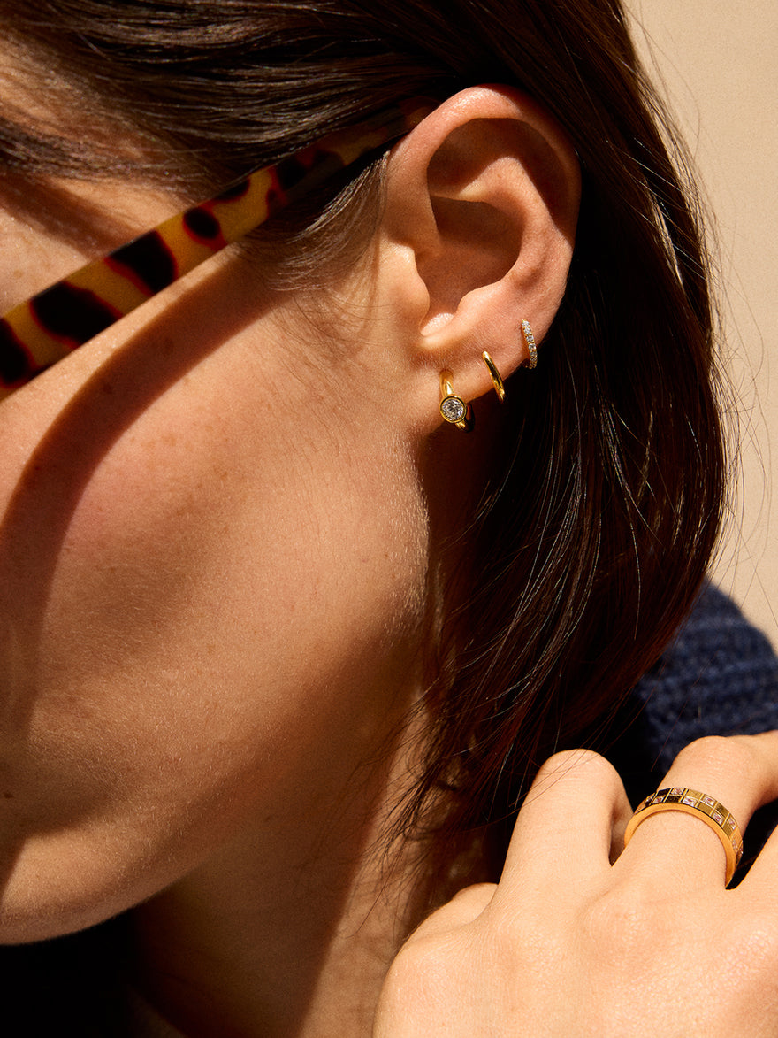 Dawn 18K Gold Earrings - Gold/Pavé
