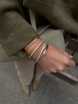BaubleBar Tracy 18K Sterling Silver Hinge Bangle - Silver/Pavé - 
    Silver bangle for stacking
  
