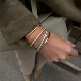 Tracy Sterling Silver Hinge Bangle - Silver/Pavé