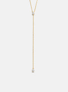 Teardrop 18K Gold Lariat Necklace - Gold/Pavé
