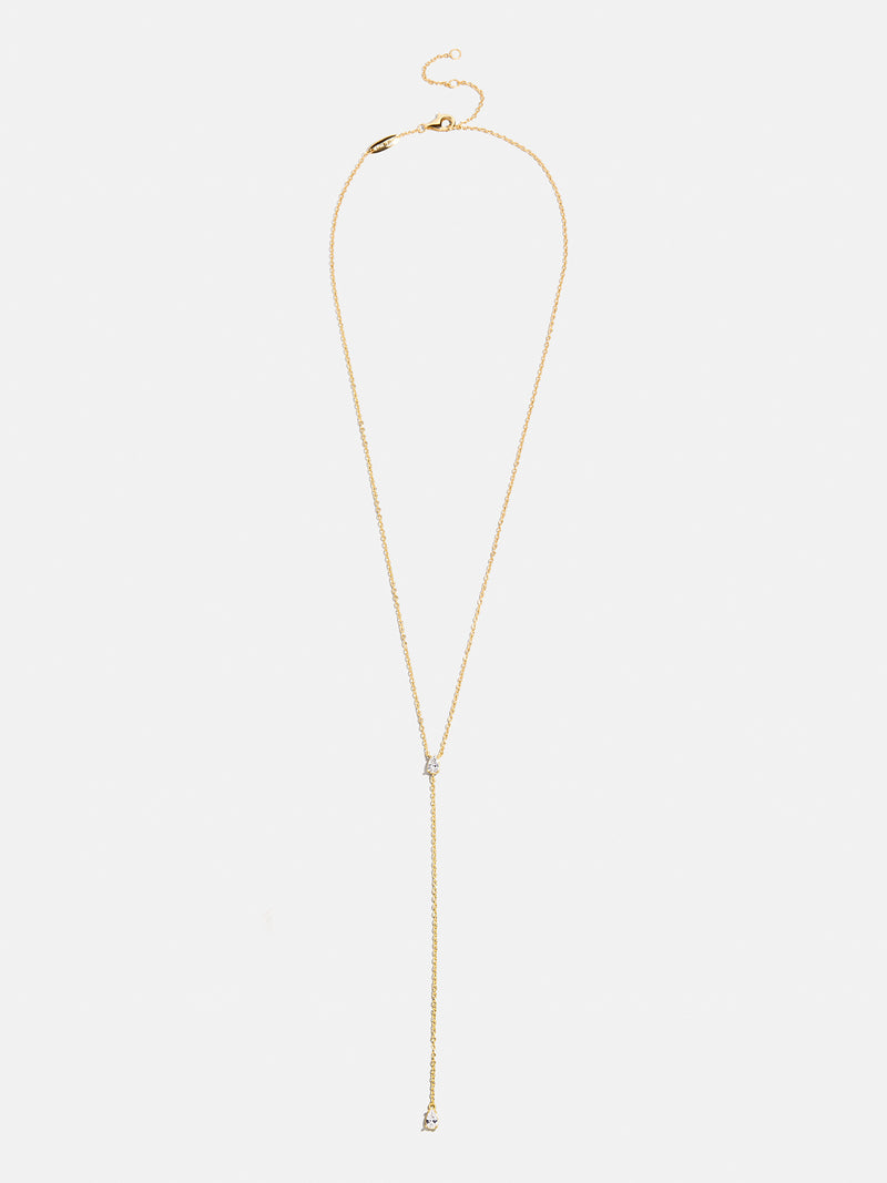BaubleBar Teardrop 18K Gold Lariat Necklace - Gold/Pavé - 
    Crystal Y-necklace
  
