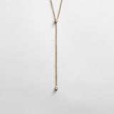 Teardrop 14K Gold Lariat Necklace - Gold/Pavé
