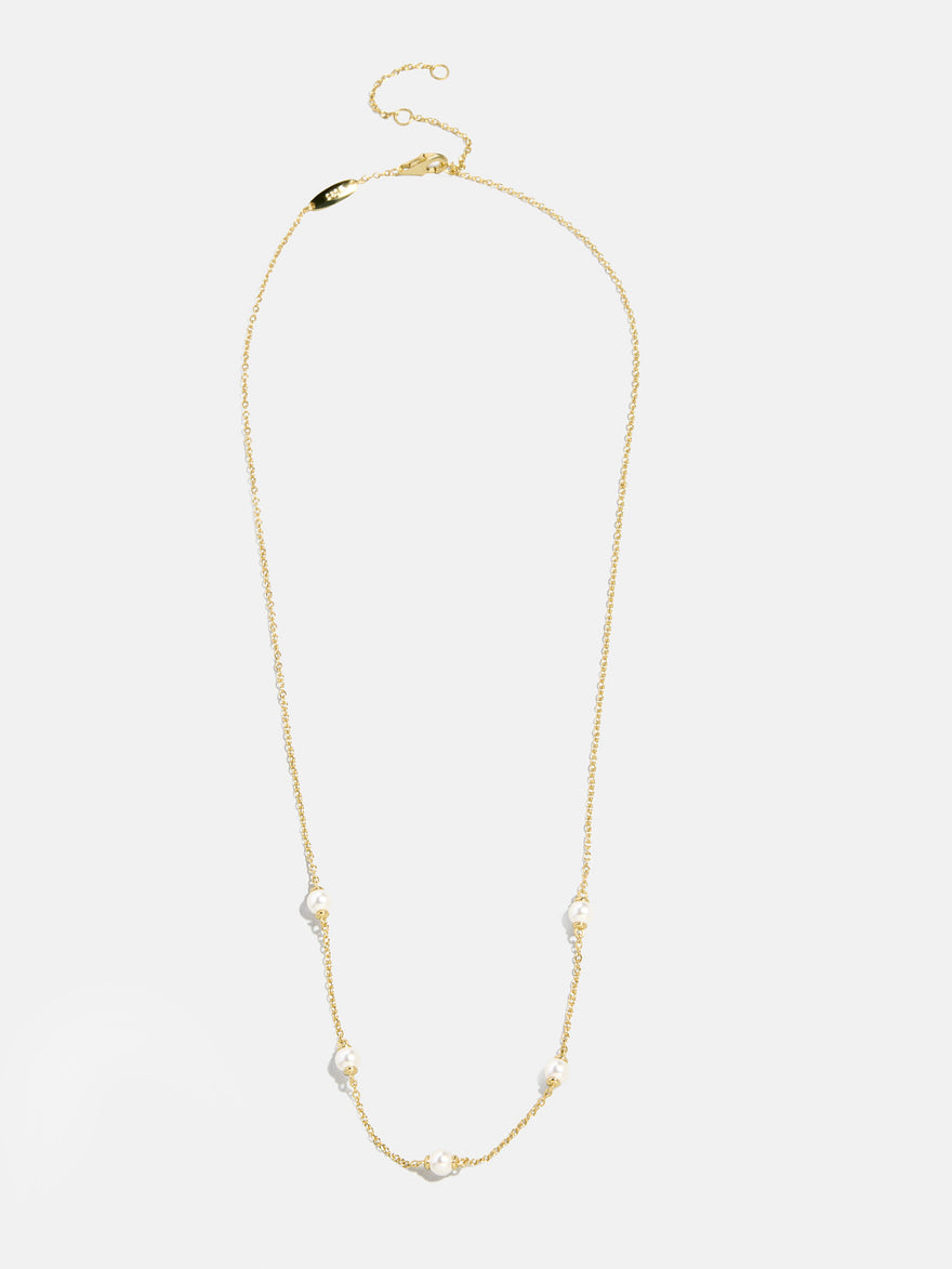Yasmine 18K Gold Pearl Necklace - Gold/Pavé