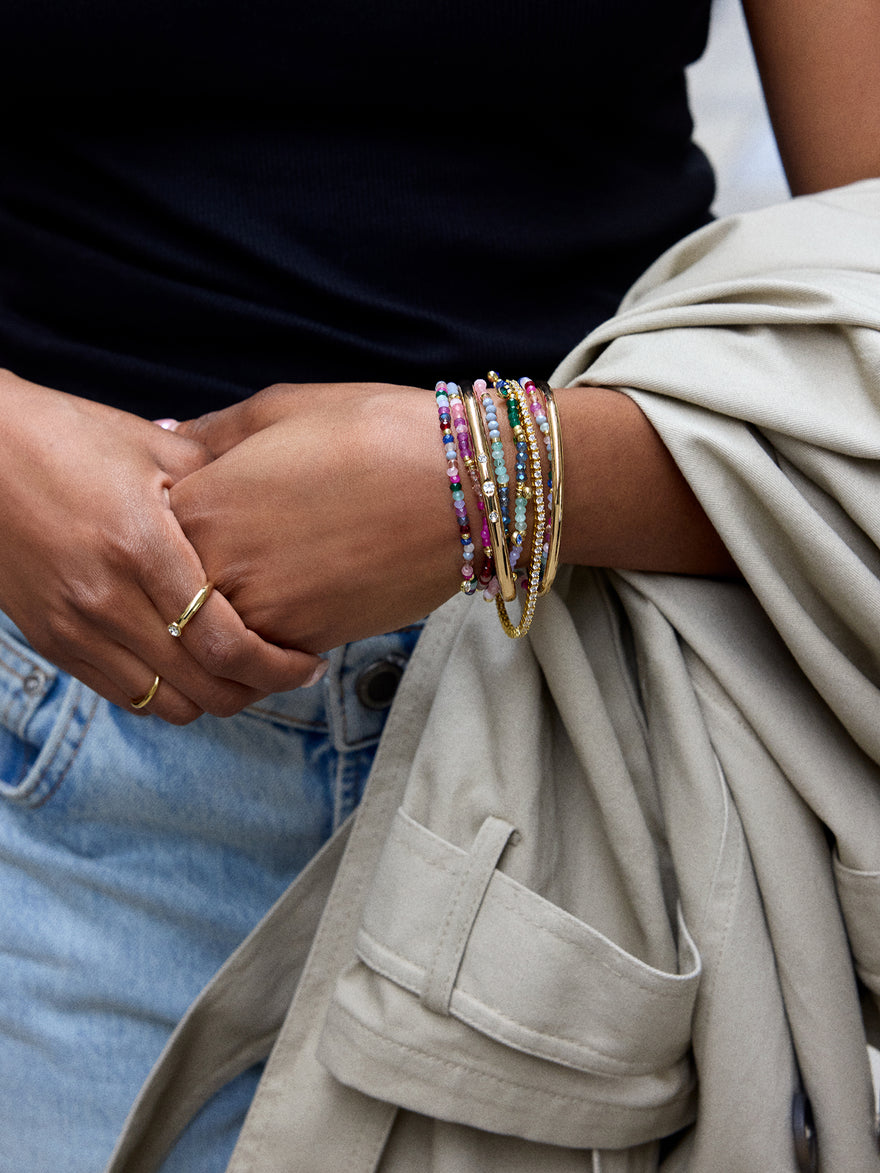 Indya Semi-Precious Layered Bracelet Set - Dark Multi