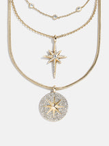 BaubleBar Lyra Celestial Layered Necklace - Gold/Pavé - 
    3-in-1 necklace for easy stying
  

