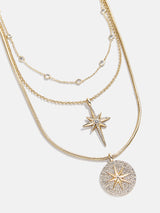 BaubleBar Lyra Celestial Layered Necklace - Gold/Pavé - 
    3-in-1 necklace for easy stying
  
