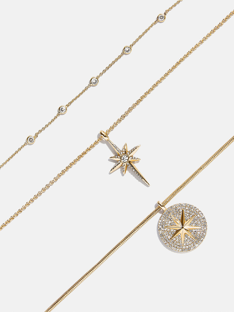 BaubleBar Lyra Celestial Layered Necklace - Gold/Pavé - 
    3-in-1 necklace for easy stying
  
