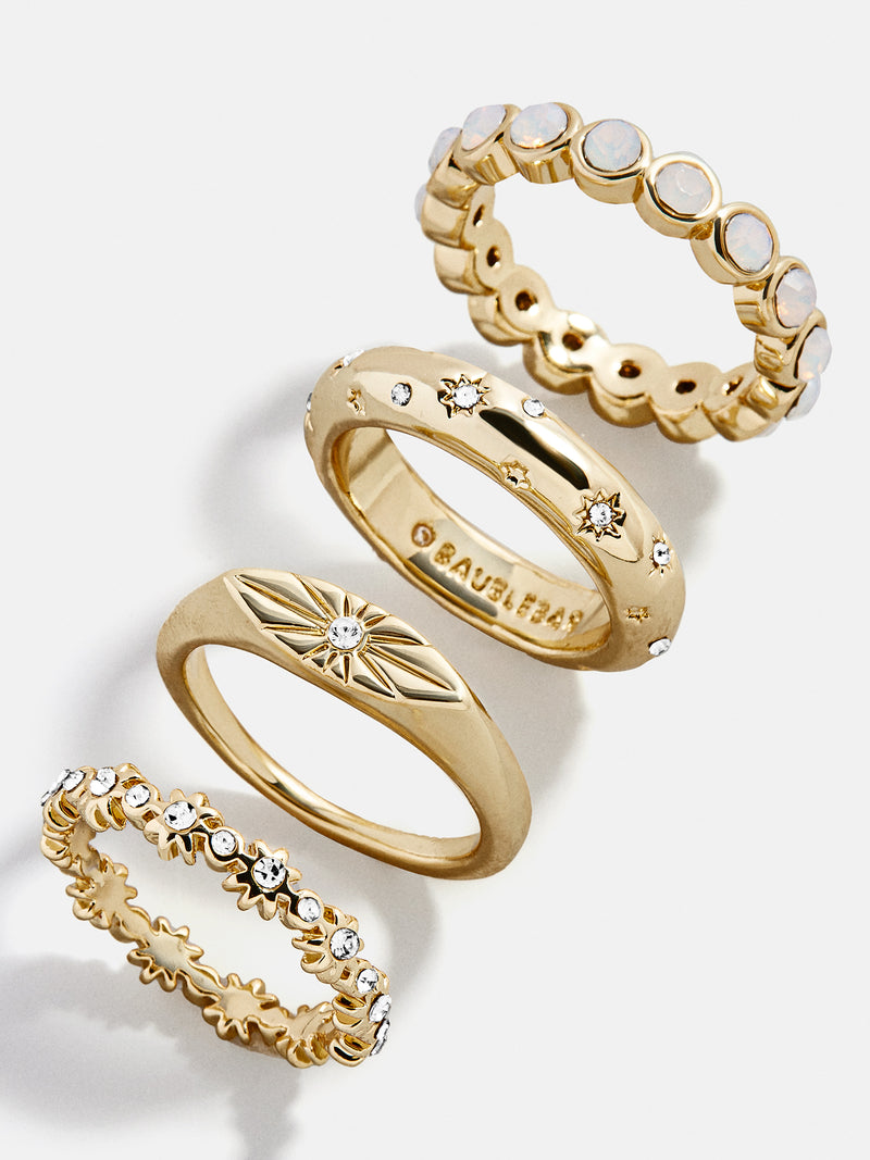 Star Power Celestial Ring Set - Gold/Pavé