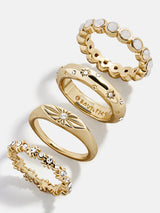BaubleBar Star Power Celestial Ring Set - Gold/Pavé - 
    Set of four gold rings 
  
