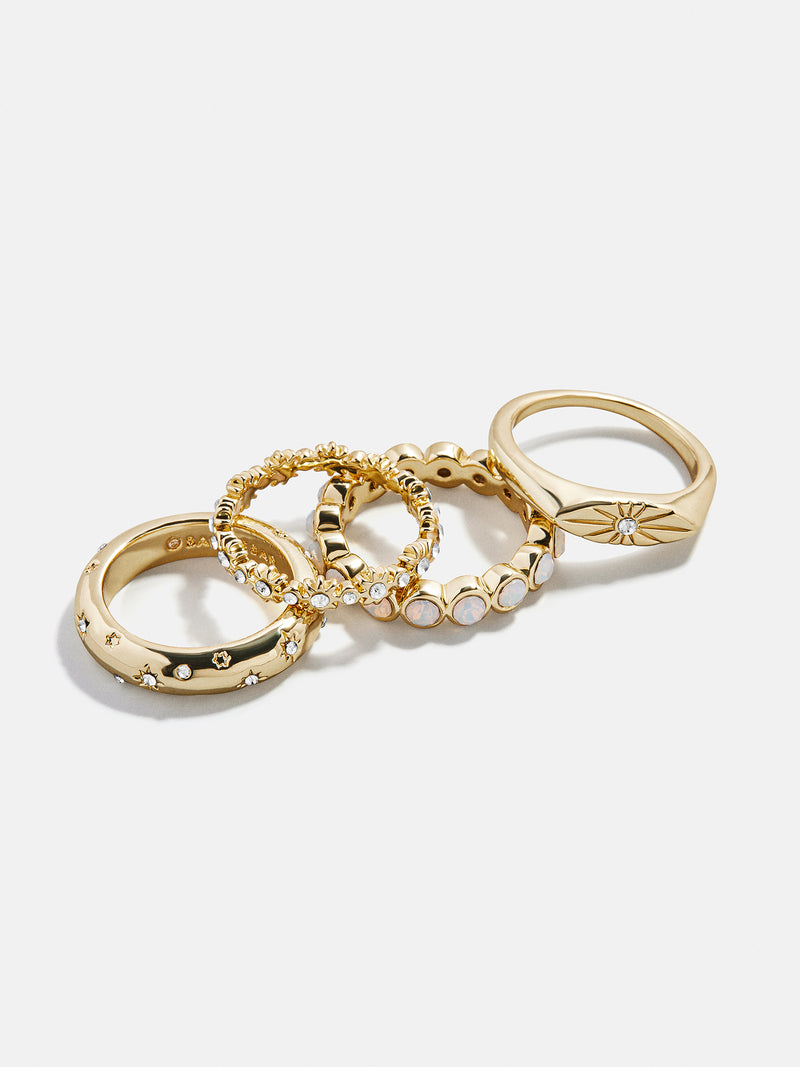 BaubleBar Star Power Celestial Ring Set - Gold/Pavé - 
    Set of four gold rings 
  

