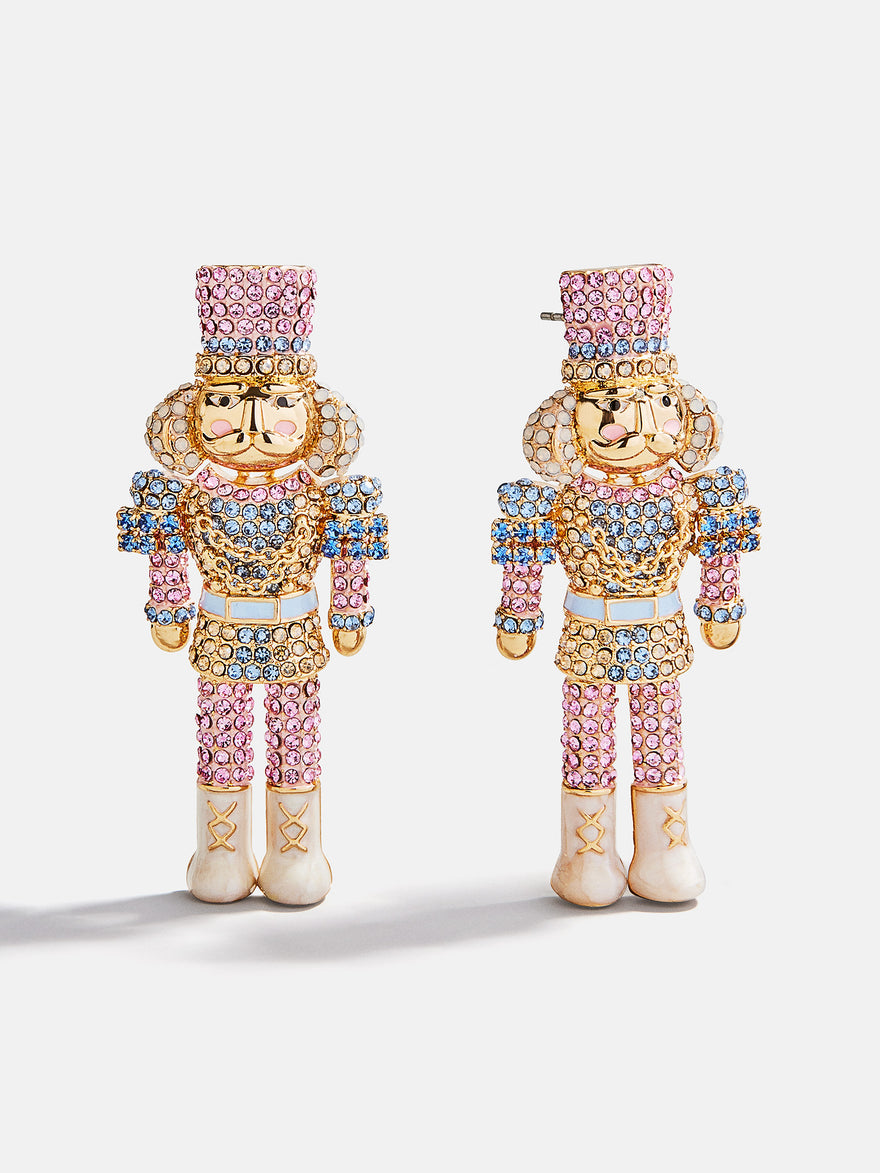 March of the Bling Statement Earrings - Pink/Blue