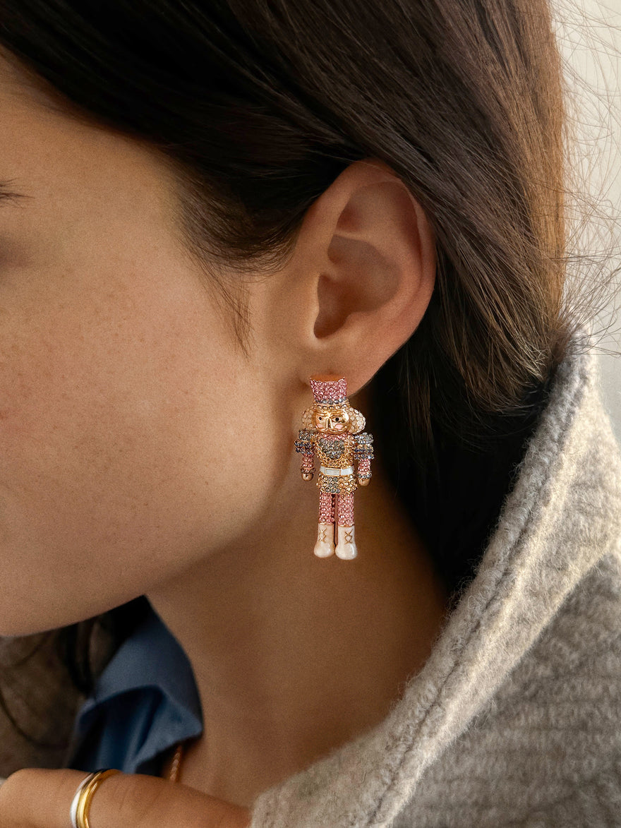 March of the Bling Statement Earrings - Pink/Blue