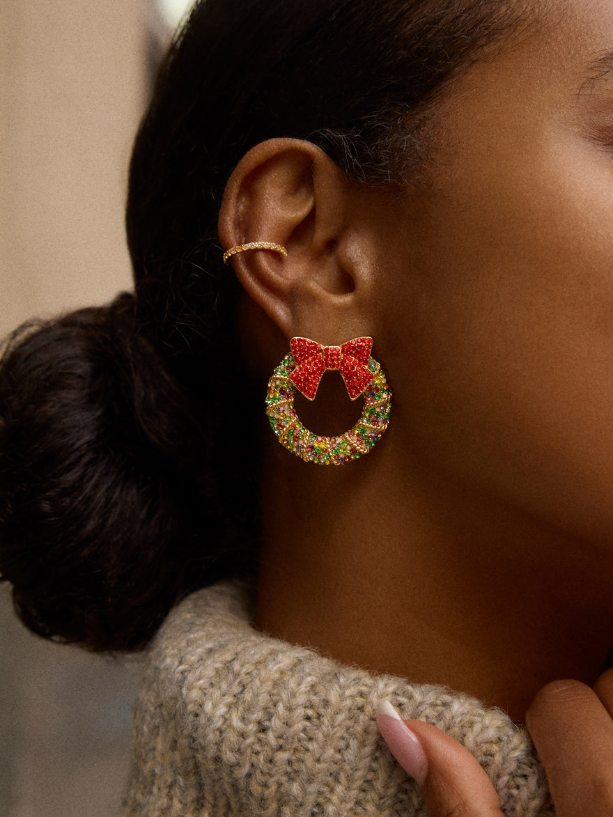 All Wreathed Up Holiday Earrings - Holiday Wreath