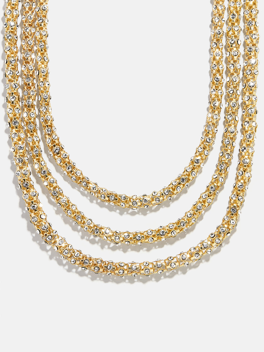 Crystal Layered Necklace - Gold/Pavé