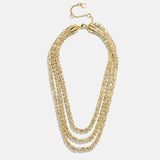 Crystal Layered Necklace - Gold/Pavé