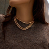 Crystal Layered Necklace - Gold/Pavé