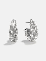 BaubleBar Sloane Crystal Hoop Earrings - Silver/Pavé - 
    Chunky earrings
  
