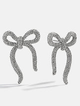 BaubleBar Suki Bow Earrings - Silver/Pavé - 
    Crystal statement earrings
  

