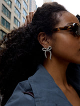 BaubleBar Suki Bow Earrings - Silver/Pavé - 
    Crystal statement earrings
  
