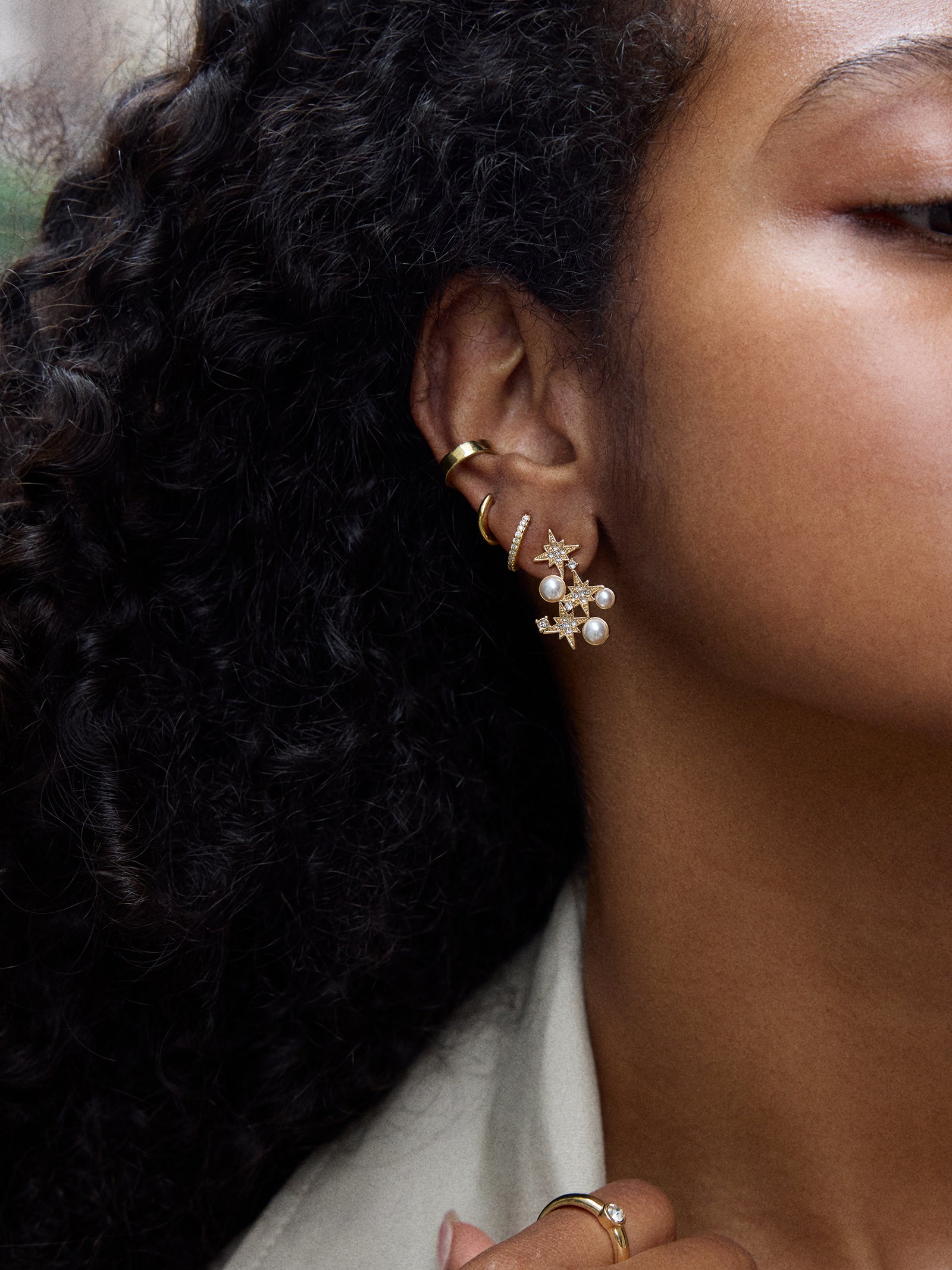 Nora Crystal Earrings - Gold/Pavé – Stud earrings with  display picture 1