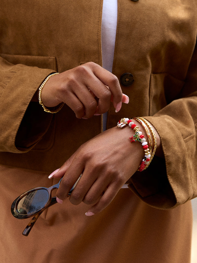 BaubleBar Disney Mickey Mouse Christmas Charm Bracelet - Red/Green - 
    Disney beaded bracelet
  
