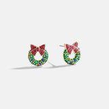 Deck The Halls Stud Earrings - Holiday Wreath