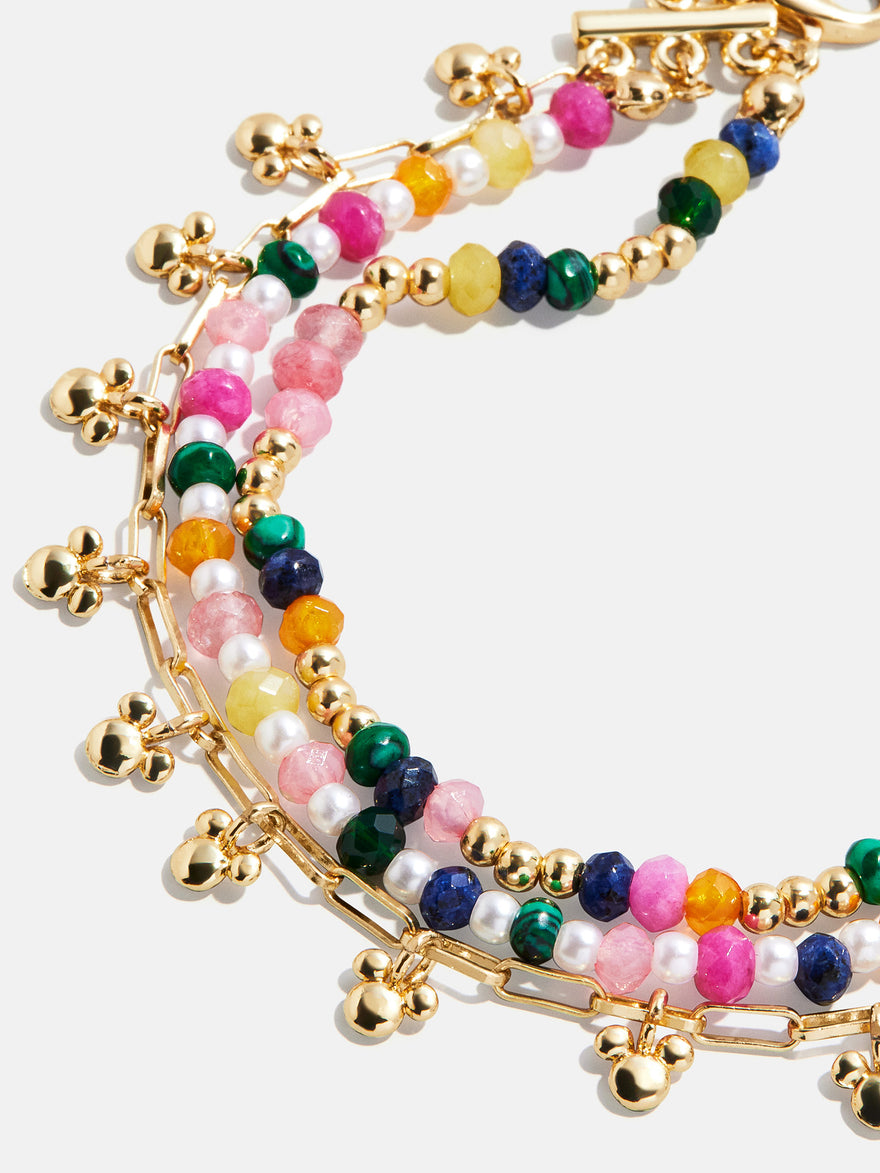Disney Mickey Mouse Semi-Precious Layered Bracelet - Gold/Multi