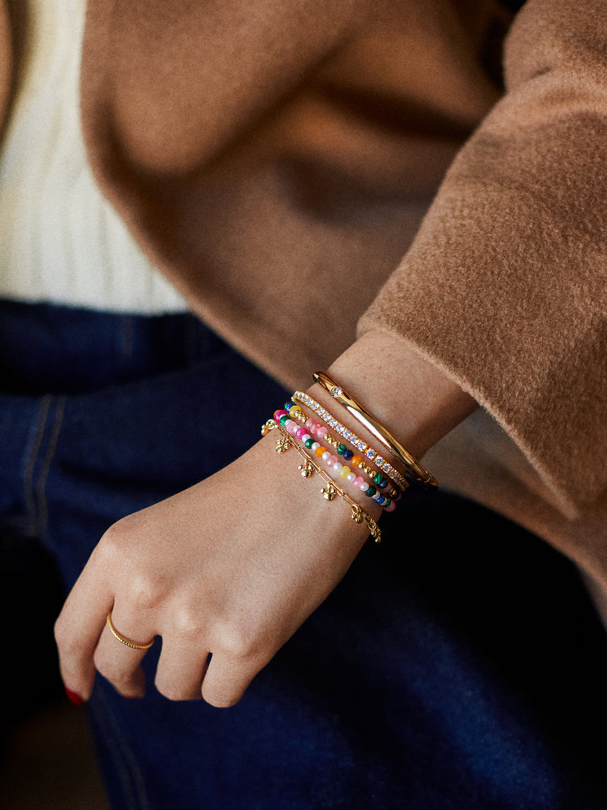 Disney Mickey Mouse Semi-Precious Layered Bracelet - Gold/Multi