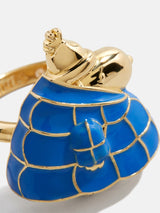 BaubleBar Peanuts Snoopy Puffer Jacket Ring - Gold/Blue - 
    Chunky statement ring 
  
