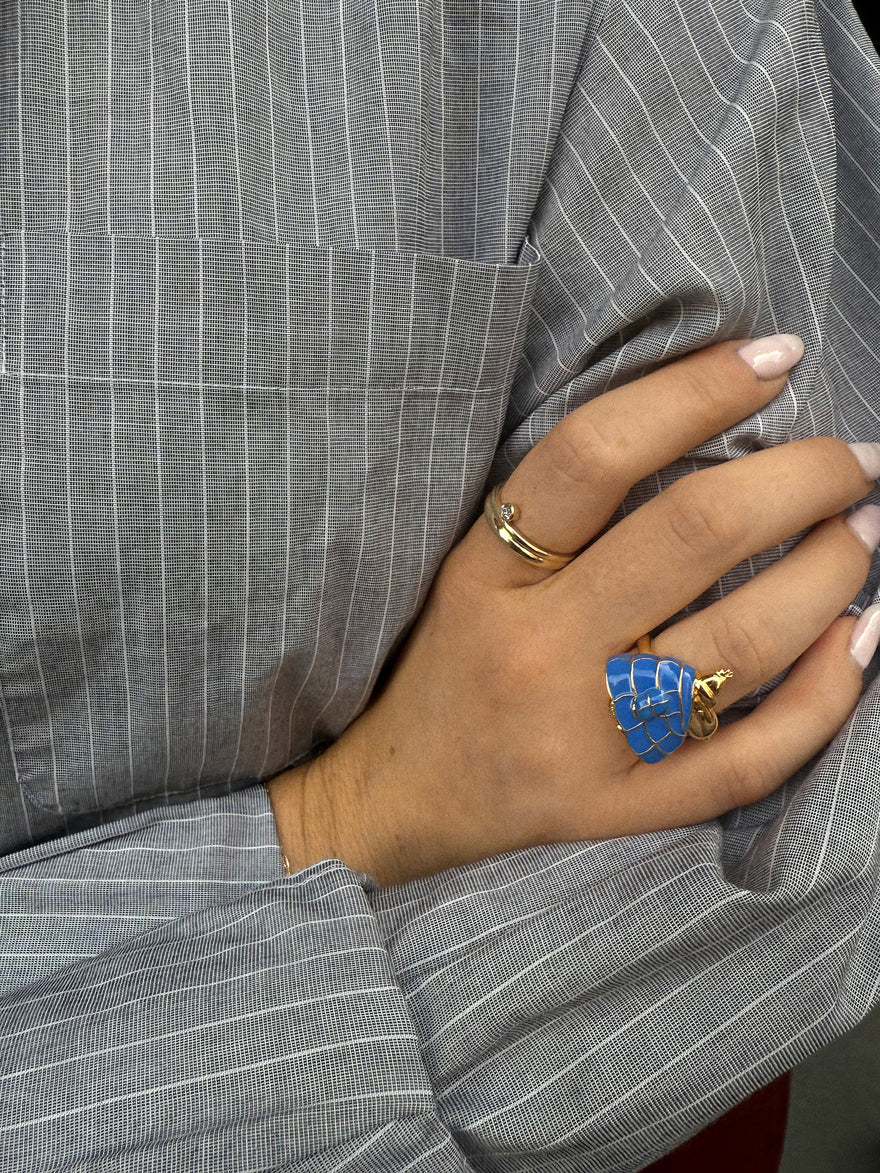 Peanuts Snoopy Puffer Jacket Ring - Gold/Blue