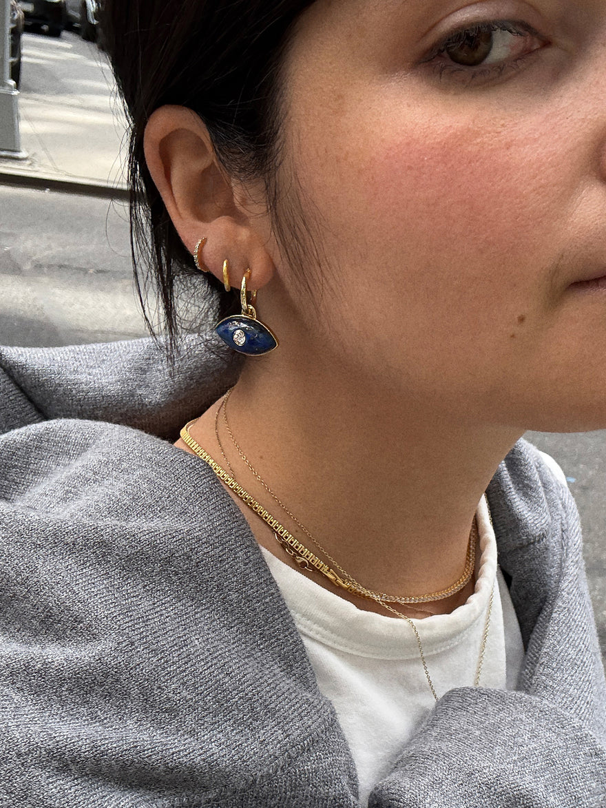 Semi-Precious Evil Eye Earrings - Gold/Blue