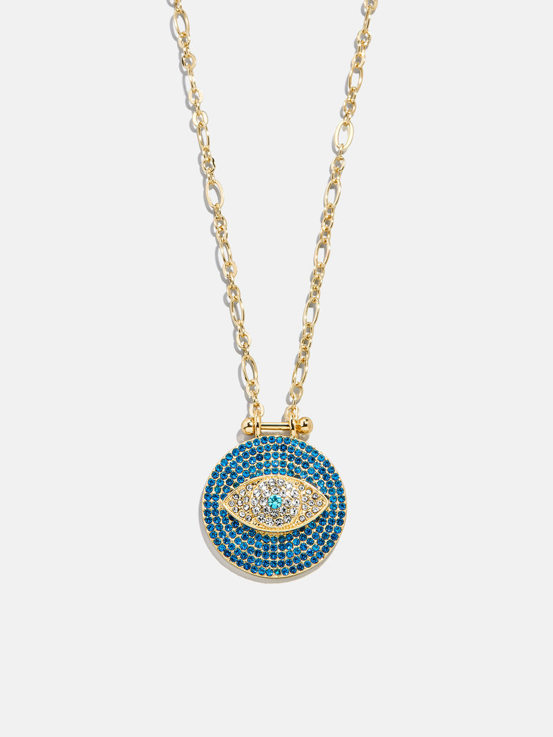 Evil Eye Pendant Necklace Gold/Blue – Gold hera chain with