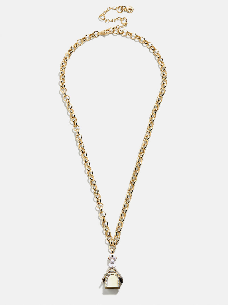 BaubleBar Peanuts Snoopy Flying Ace Doghouse Pendant - Snoopy - 
    Statement pendant on a gold chain 
  
