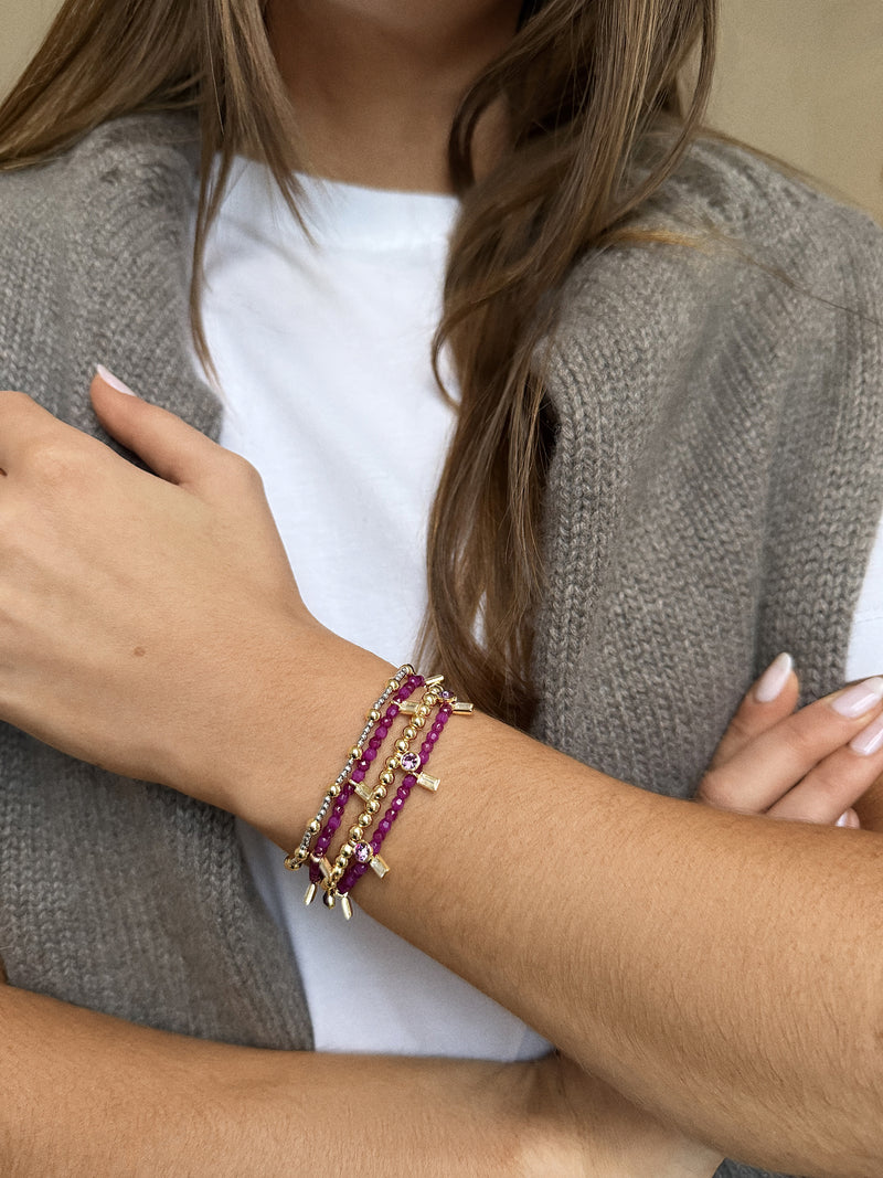 BaubleBar Birthstone Pisa Bracelet - Amethyst - 
    Gold beaded bracelet for stacking
  
