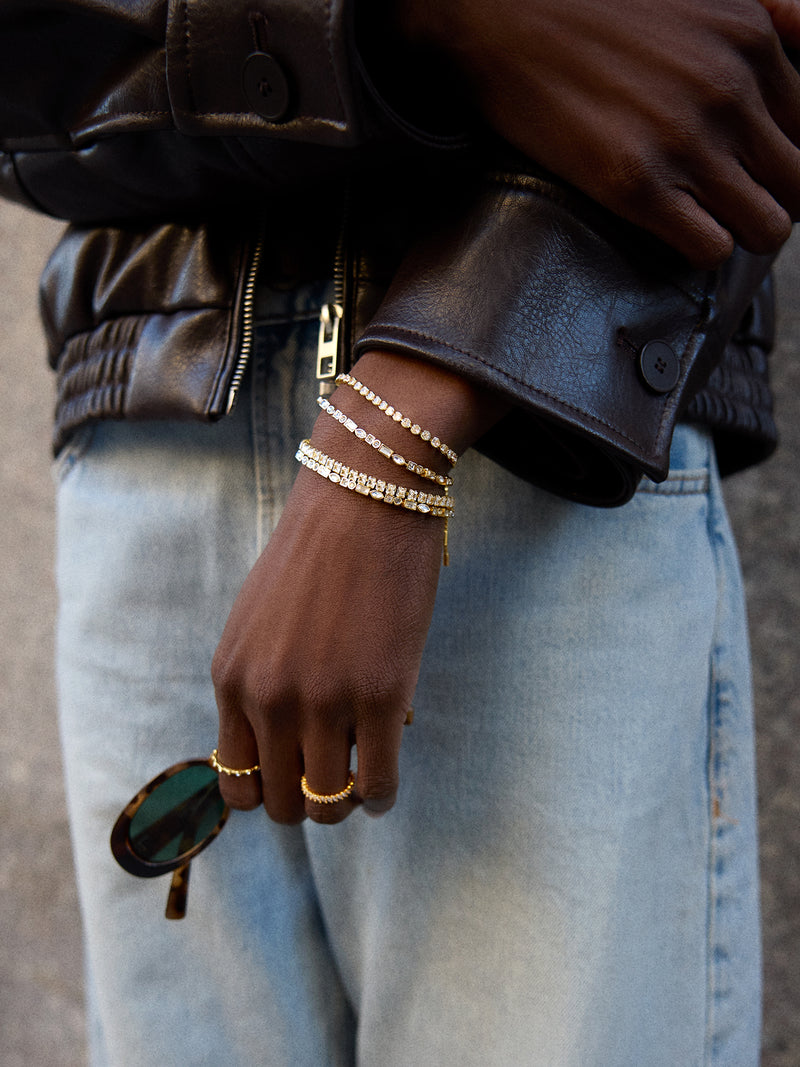 BaubleBar Brooke Tennis Bracelet - Round Stone - 
    Gold tennis bracelet for stacking
  
