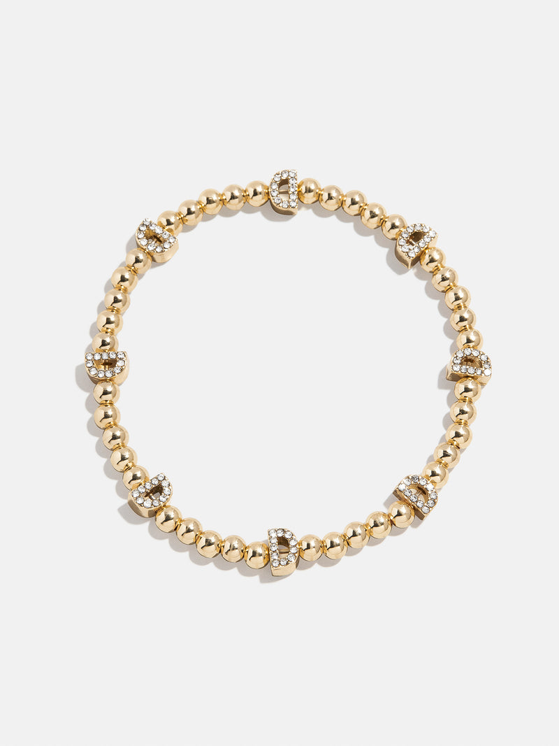 Gold/Pavé Repeating Initial Pisa Bracelet - D