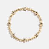 Gold/Pavé Repeating Initial Pisa Bracelet - D